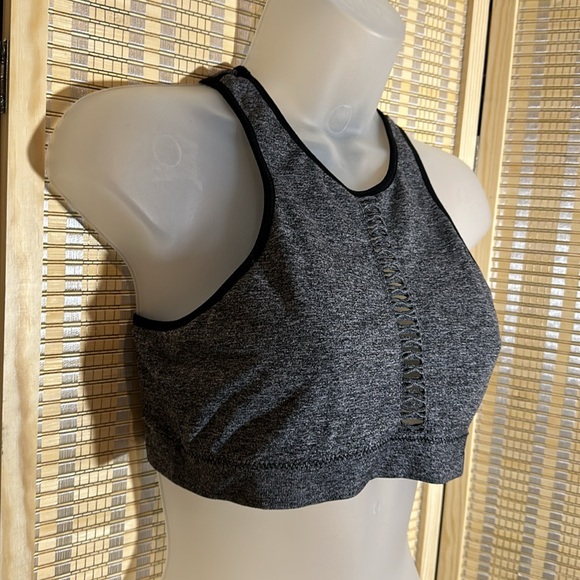 Zobha Heather Gray Cut Out Racerback Sports Bra Large - Picture 3 of 16